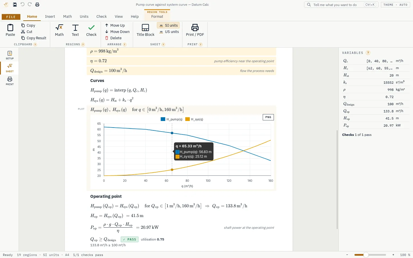 Datum Calc: the main window